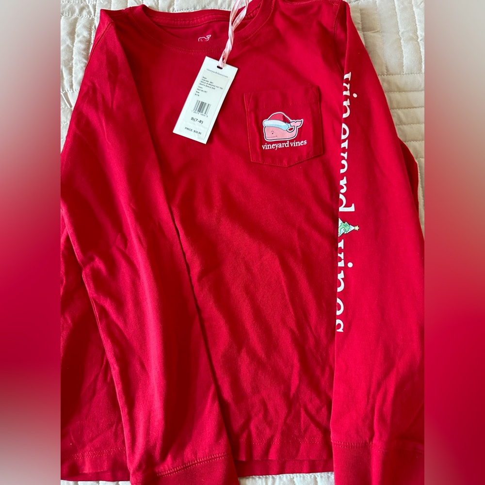 Vineyard vines “merry Christmas” long sleeve shirt NWT size 7-8